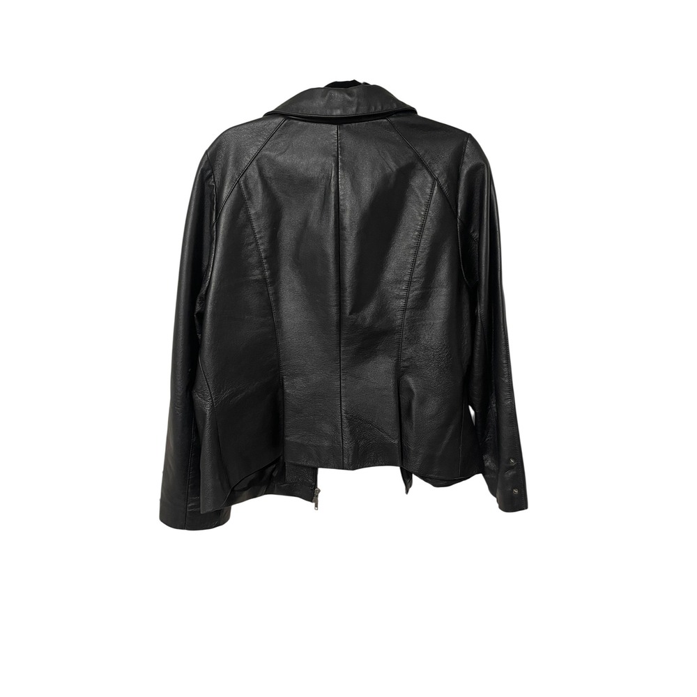 Torrid Size 1 Black Nappa Leather Double Zip Moto Jacket Size 14/16 Biker Chic - Picture 4 of 6